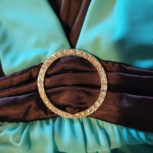 Aqua & brown party dress